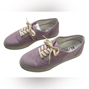 Re/Done 70s Low Top Skate Sneakers Faded Lilac Canvas Vintage Style Women’s 11